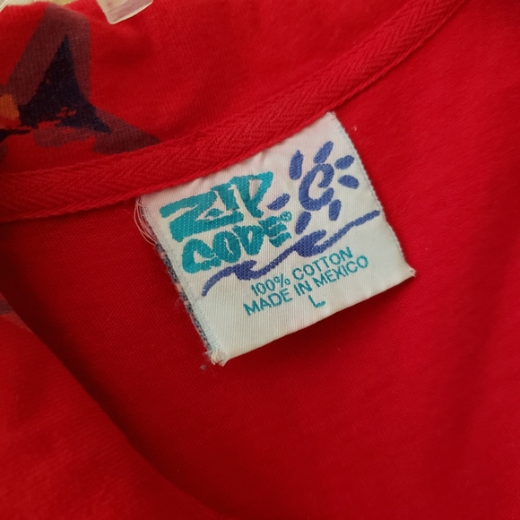 Vintage Zip Code Red Fish Print Cotton Dress - Picture 7 of 11